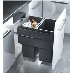 Poubelle de cuisine tri sélectif 2 bacs encastrable 76L (38+38) Hailo ...Vendu parbol