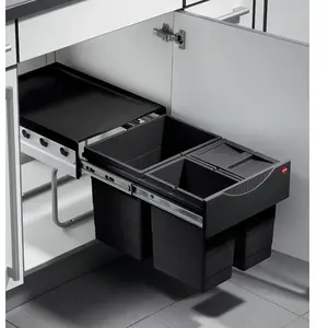 Hailo inbouwsysteem AS ruimtebesparende Tandem, 3 emmers 1 x 18L en 2 ... pas cher