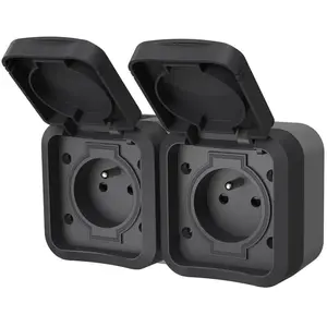 Quarx - aquapro double prise de courant 2P+T vertical étanche complet gris IP55 - 9679F pas cher