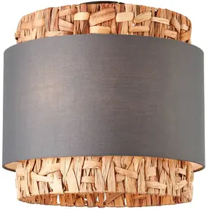 Brilliant Plafondlamp Waterlilly rotan met grijze stof - 99828/22 pas cher