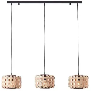 Comparateur de prix : Brilliant Woodline - Hanglamp - E27 max 3x60W - Natuur/Zwart