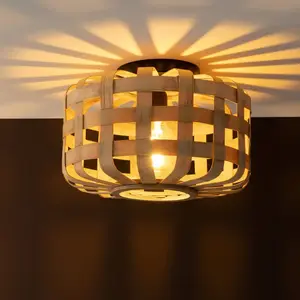 Brilliant Woodline - Plafondlamp - E27 max 1x60W - Natuur/Zwart pas cher