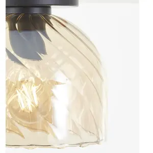 Brilliant Casto - Plafondlamp - E27 max 1x25W - Glas - Amber - Zwart pas cher