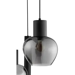 Brilliant Ligari - Hanglamp - 5-lichts - E27 max 3x20W/GU10 max 2x10W - Zwart/Smoke