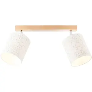 Brilliant Living Galance 86713/75 Lampe Plafond Plafonnier en bois clair/blanc pas cher