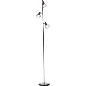 BRILLIANT lamp, Blacky vloerlamp 3-vlams zwart mat, 3x D45, E14, 25W, ... pas cher