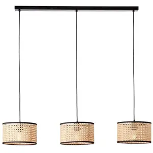 Brilliant WILEY-Suspension 3 Lumières Métal/Rotin L110cm pas cher