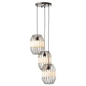 Suspension - BRILLIANT - Slope - 3 flammes - Noir - Métal/Textile - Cl... pas cher