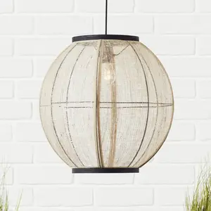 Suspension - BRILLIANT - Tanah - 47cm - Noir - Métal/Bambou - E27 pas cher