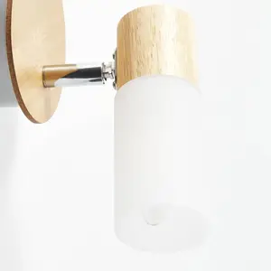 Brilliant Applique spot à 1 lumière Babsan E14 40W bois clair et blanc pas cher