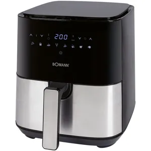 Bomann, Friteuse à air chaud 5L, 8 programmes automatiques avec contrôle individuel du temps et de la température, affichage LED, 5L, FR6069HCB, noir/acier inoxydable