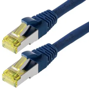Patchcable s ftp (pimf) cat 6a bleue 0,25m - patchcable avec schmalem knickschutz helos 118075 pas cher