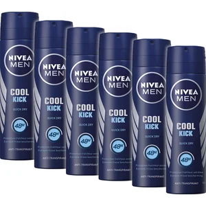 NIVEA MEN Cool Kick Deodorant Spray - Anti-Transparant Deo - 6 x 150 m... pas cher