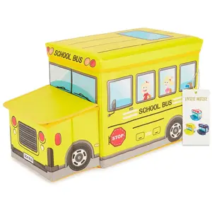BIECO Coffre De Rangement Et Banc Bus Scolaire pas cher