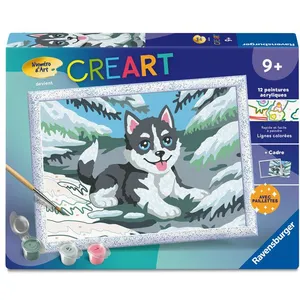 Ravensburger CreArt Kids 18x24cm Numéro dArt Huski neige Kit d... pas cher