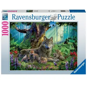 Ravensburger puzzel Familie Wolf in het Bos - 1000 stukjes dieren.