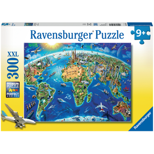 Puzzle 300 pièces XXL Ravensburger Carte des monuments du monde pas cher