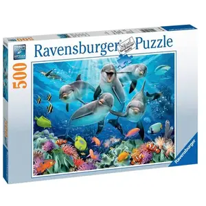Puzzle 500 pièces Dauphins dans la barrière de corail Ravensburger pas cher