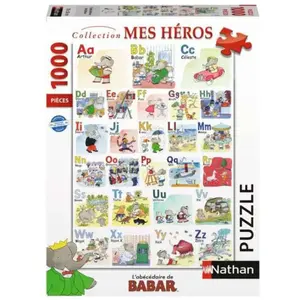 Nathan puzzle 1000 p - L'abécédaire de Babar (1000 pièces) pas cher