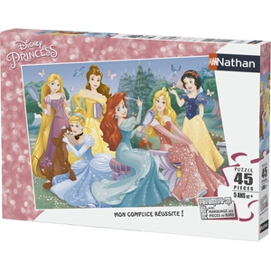 Puzzle 45 pièces Nathan Rencontre avec les princesses Disney pas cher
