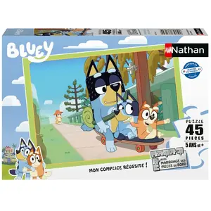 Nathan - Puzzle enfants - 45 pièces - Après-midi en famille - Bluey - Fille ou garçon dès 5 ans - Puzzle de qualité supérieure - Carton épais et résistant - Animaux - 86166 pas cher