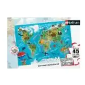 Puzzle Nathan Carte du monde des animaux 45 pièces