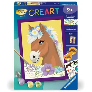 Ravensburger CreArt Kids 18x24cm Cheval fleuri, Kit de peinture par numéros Numéro ... pas cher
