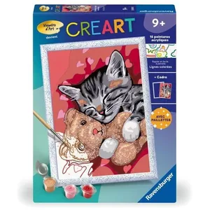 Ravensburger CreArt Kids 18x24cm Chaton et son nounours, Kit de peinture par numéro... pas cher