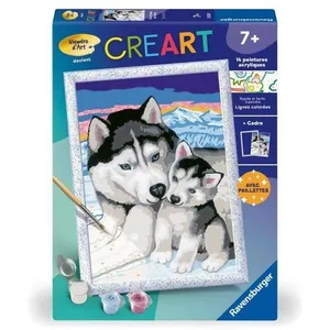 Ravensburger CreArt Kids 18x24cm Doux bisous de Husky, Kit de peinture par numéros ... pas cher