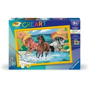 CreArt Kids 31x21cm Horde de chevaux, Kit de peinture par numéros Numé...
