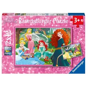 Puzzles 2 x 12 pièces Ravensburger Dans le monde des princesses Disney pas cher