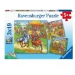 Ravensburger puzzel Riddertoernooi in de Middeleeuwen - 3 x 49 stukjes - kinderpuzzel pas cher