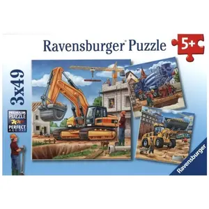 Ravensburger Puzzle - Véhicules de construction, 3X49 pièces pas cher
