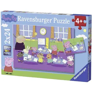 2 puzzles 24 pièces Peppa Pig à l'école Ravensburger pas cher