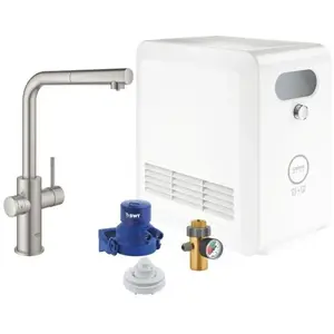 Grohe, Robinetterie de cuisine, Robinet de cuisine avec fonction filtre Blue supersteel mat 31326Vendu parbol