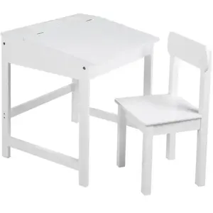 Bureau Bébé - Enfant ROBA - Blanc - Avec Chaise et Espace de Rangement