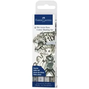 Faber-Castell tekenstift - brushpen - Pitt Artist Pen - Comic - 4-delig - FC-267195 pas cher