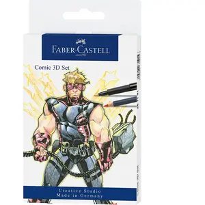 Faber-Castell Crayons à dessin - Set Feutres + Crayons aquarellables - Comic 3D pas cher