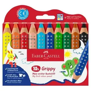 Faber-Castell, Écriture + dessin, Wachsmalstift Grippy 10er Set (Multicolore, 10 x) pas cher