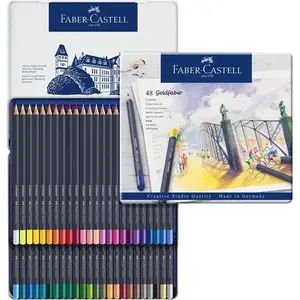 FABER-CASTELL Boîte de 48 Crayons de couleur Goldfaber permanent