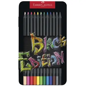 Faber-Castell kleurpotloden - Black Edition - 12 stuks in blik - FC-116413 pas cher