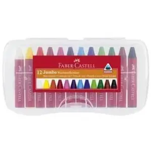 FABER-CASTELL crayons de cire Jumbo, Etui en plastique de 12 pas cher