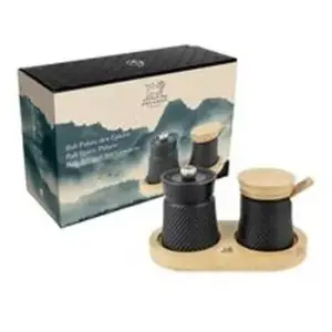 Peugeot Bali Fonte Peper- En Zoutstel 8 cm - Zwart/hout - Gietijzer pas cher
