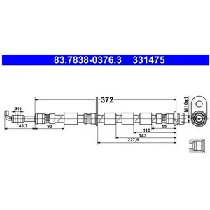 ATE Flexible de frein pour FORD: Fiesta, B-Max (Ref: 83.7838-0376.3)Vendu paroscaro