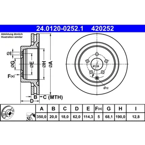 ATE Disques de frein pour INFINITI: Q70/M, QX70/FX, Q50, Q60 (Ref: 24.0120-0252.1) pas cher