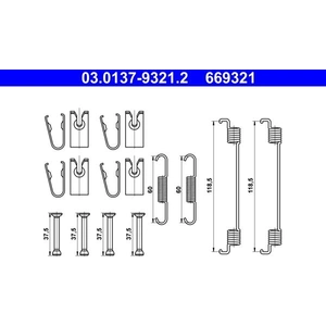 ATE Kit d'accessoires pour mâchoire de frein à tambour pour TOYOTA: Yaris & ABARTH: 500e & FIAT: 500 & LADA: Vesta (Ref: 03.0137-9321.2)