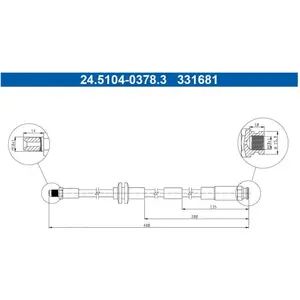 ATE Flexible de frein pour FIAT: 500, Panda & ABARTH: 500 & LANCIA: Yp...Vendu paroscaro