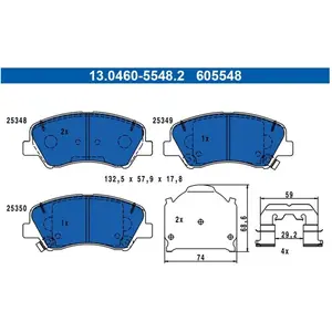 ATE Plaquettes de frein X4 pour HYUNDAI: Bayon, i20, Accent & KIA: Rio (Ref: 13.0460-5548.2) pas cher