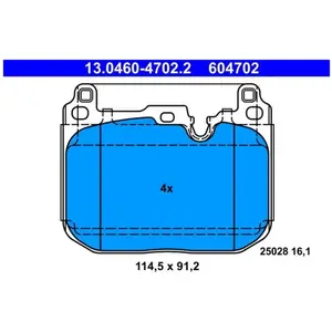 Comparateur de prix : ATE Plaquettes de frein X4 pour MINI: MINI & BMW: Série 1, X1, X2, Série 2 (Ref: 13.0460-4702.2)