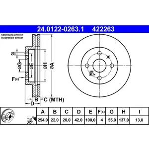 ATE Disques de frein pour SUBARU: Justy & DAIHATSU: Materia, Sirion (Ref: 24.0122-0263.1) pas cher